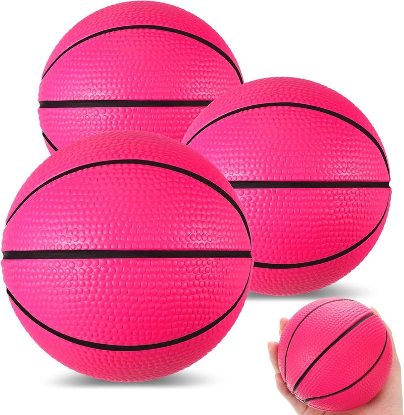 MiniInflat 3 Pcs 4'' Mini Foam Basketballs Girls Pink Squeeze Stress Ball Safe Soft Replacement Pool Basketball for Beach Indoor Hoop Kids Quiet Bouncy Basketball Party Sport Game - Image 1